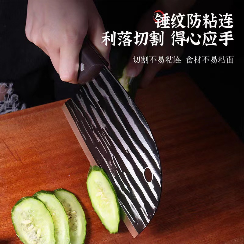 Fish head knife, kitchen knife, semi-circular arc, purely hand-forged sharp meat slicing knife, chef's special Specification drawing