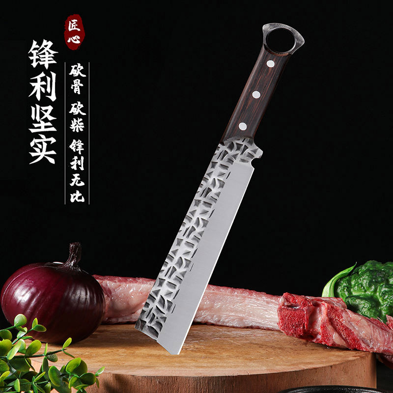 Yangjiang kitchen knife, a household sharp stainless steel cutting knife with a ring forging, is a multi-functional and popular handcrafted kitchen knife Item Picture