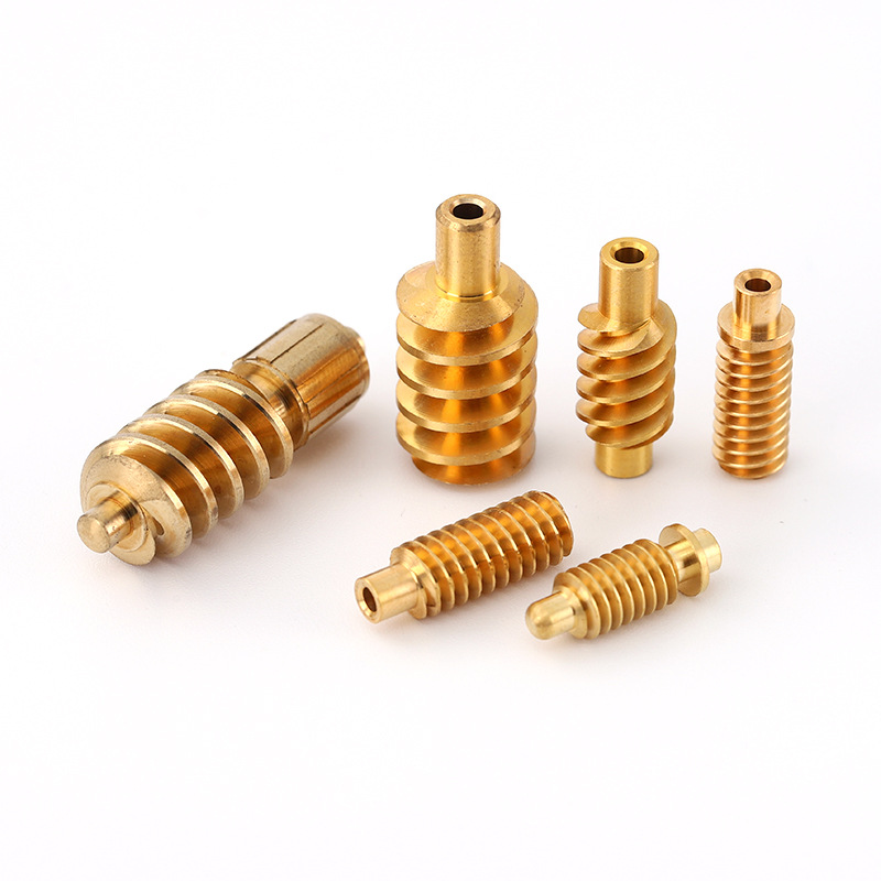Precision copper worm gears with small module, single head, double head and multiple heads ranging from 0.1 to 1.5 modules are processed by the through-feed machine for micro-reducers Application Scenario