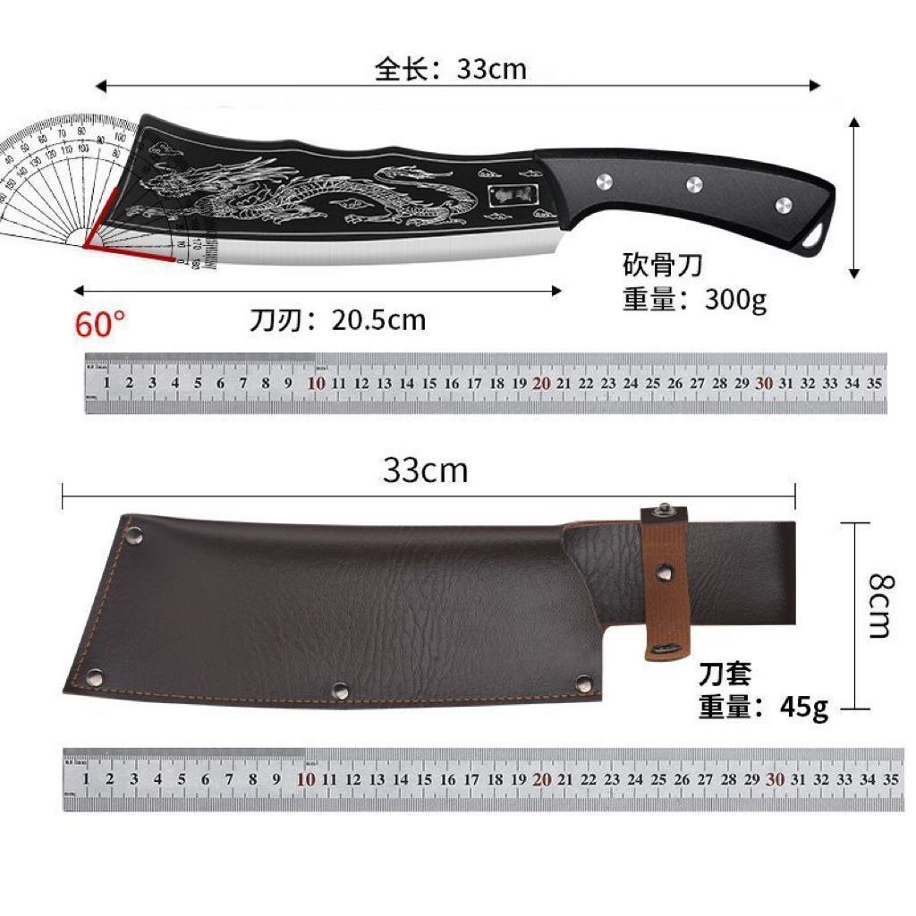 Direct sales of Longquan kitchen knives, bone-chopping knives, thickened and sharp with traditional forging methods, household bone-chopping knives, kitchen bone-chopping knives Application Scenario