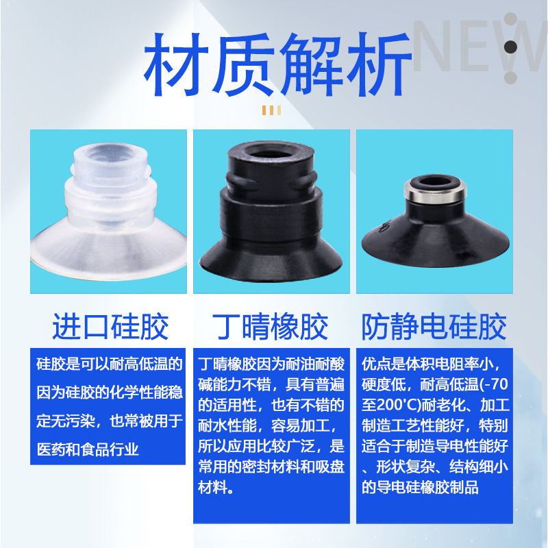 Industrial pneumatic manipulator vacuum suction cup ZP-15/20/25UN/S accessories anti-static powerful suction nozzle direct sales Specification drawing