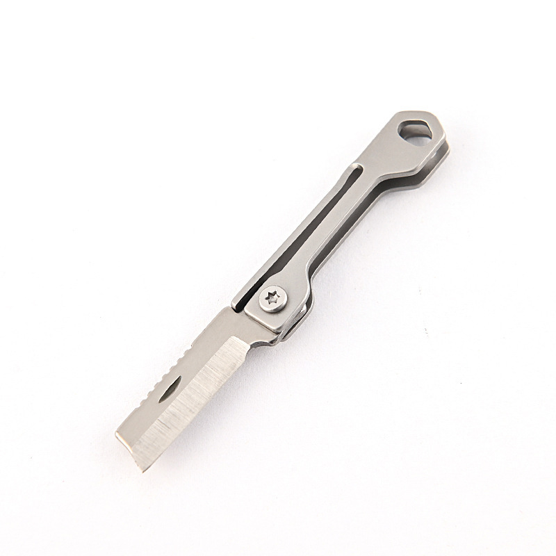 Stainless steel square-headed mini knife, portable key knife, sharp folding knife for self-defense, pocket knife for opening packages Item Picture