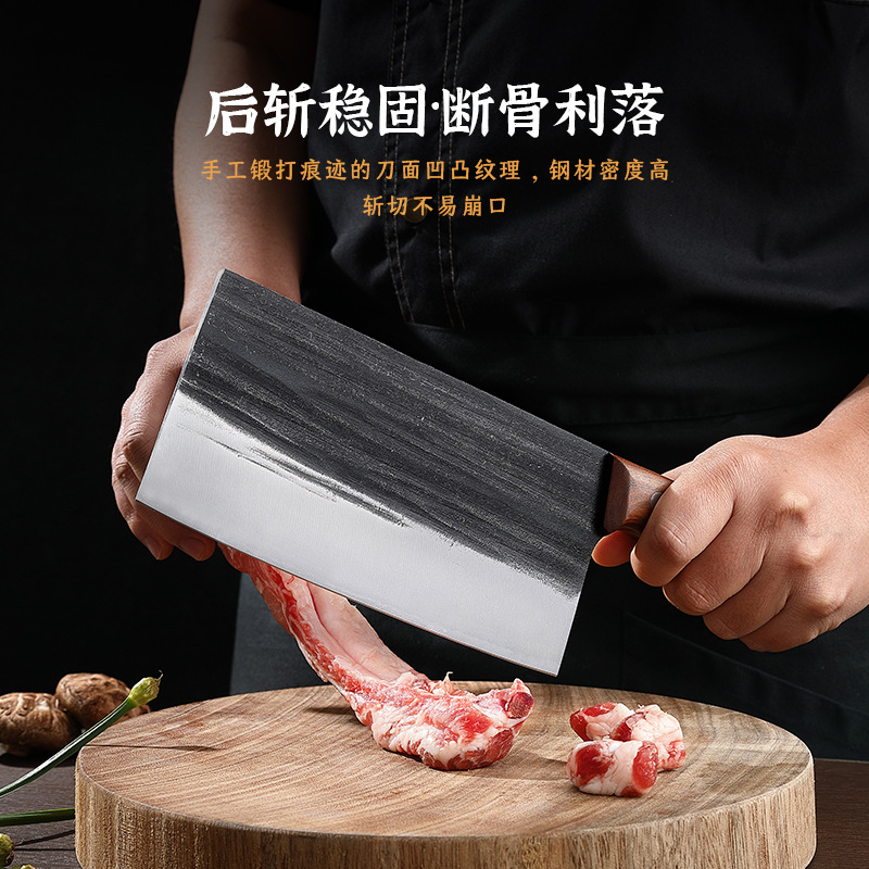 In stock, Yangjiang knives, wooden-handled chopping knives, sharp edges, forged kitchen knives, household kitchen chopping knives, meat cutting knives, retro style Application Scenario