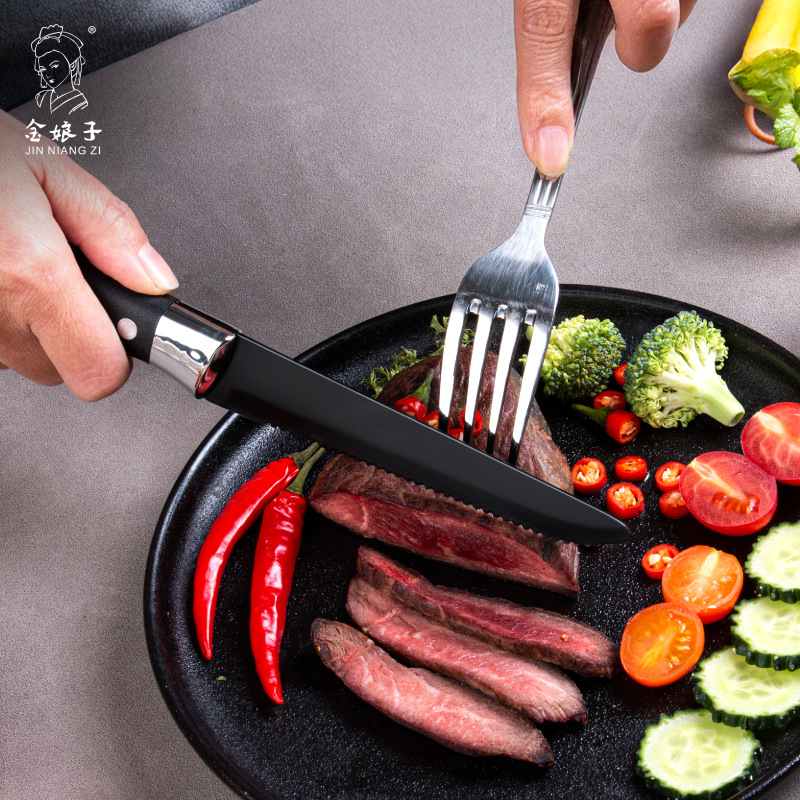 Yangjiang household sharp steak knife, spray-painted kitchen lightweight fruit knife, outdoor portable barbecue steak knife details Picture