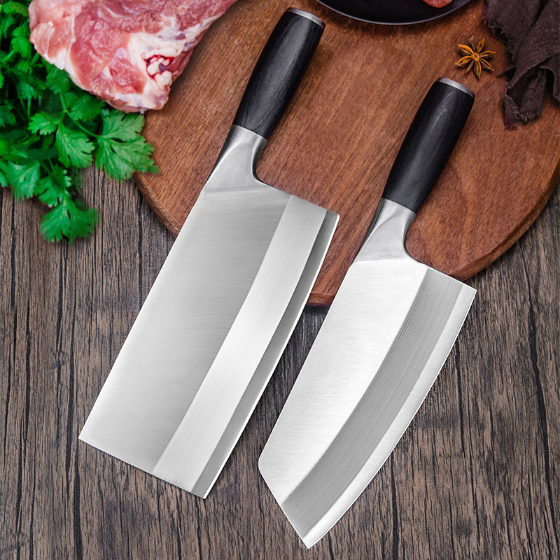 Stainless steel kitchen knives, household chef-specific knives, kitchen wooden-handled slicing knives, meat slicing knives, chopping knives, bone slicing knives full figure