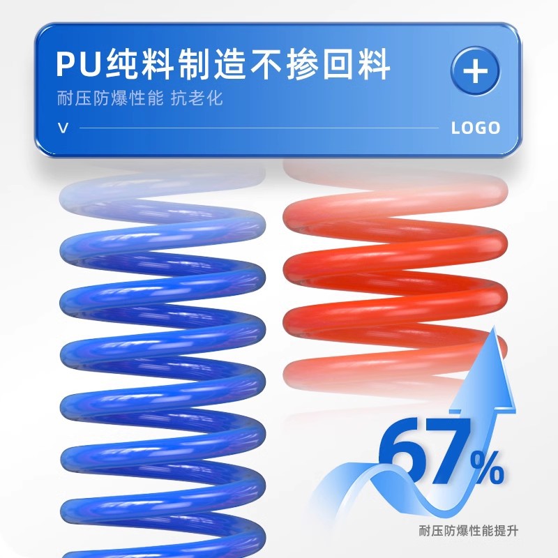 Pneumatic PU spring tube 8*5 red air compressor spiral air pipe telescopic hose pu spring tube, large quantity details Picture
