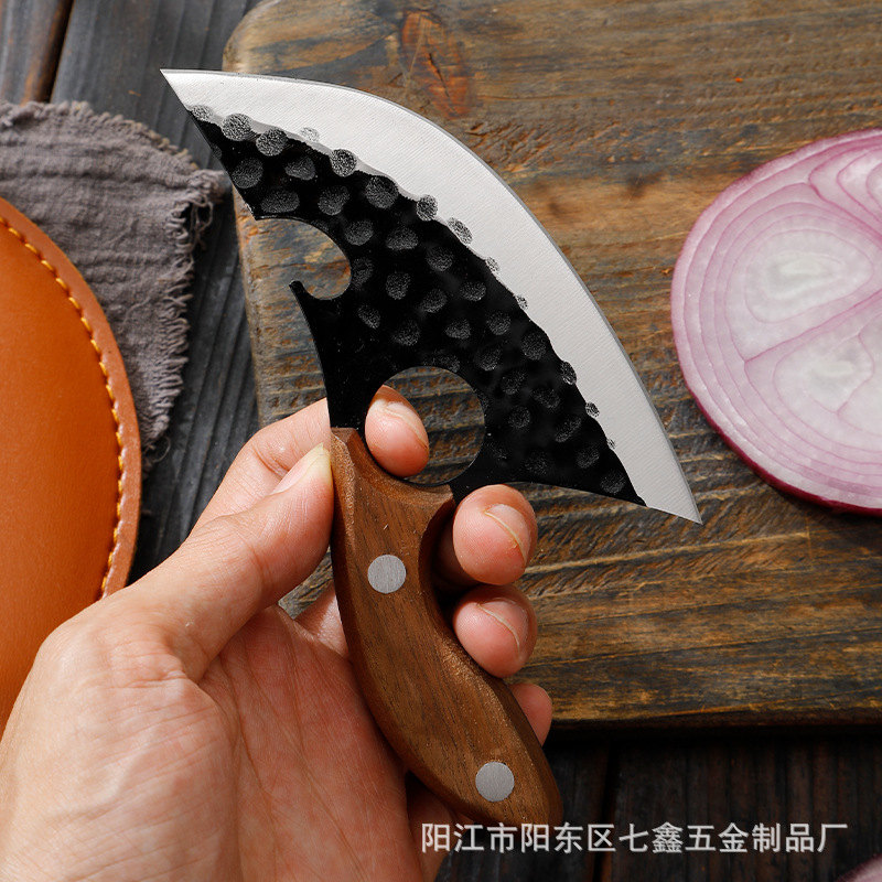 Multi-functional hand-held meat small curved knife, outdoor portable ring knife, fish-killing knife, special grilling knife, cross-border exclusive supply Specification drawing