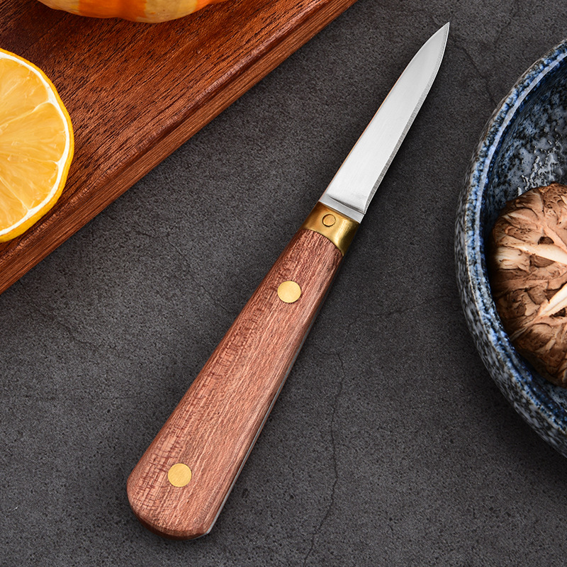 Wholesale of Yangjiang thickened anti-cut stainless steel oyster knife, rosewood handle oyster knife, oyster knife, scallop knife and shell knife full figure