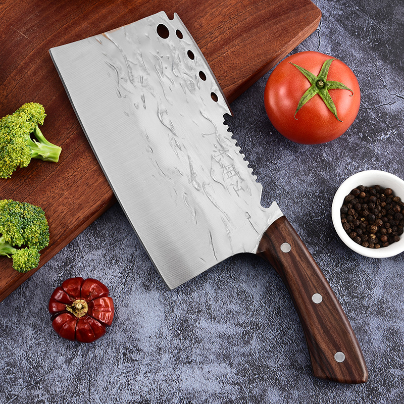 New knives: Double-edged kitchen knife, sharp and durable slicing knife, kitchen household bone-chopping knife, multi-functional axe, chopping knife Specification drawing