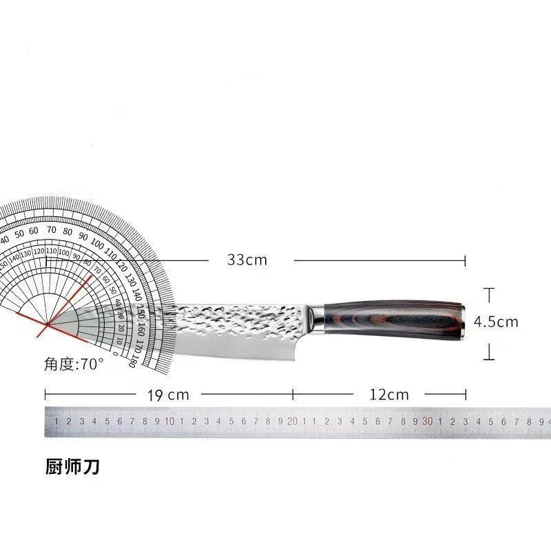 Forged hammer-textured kitchen knives, household slicing knives, stainless steel small kitchen knives, kitchen meat slicing knives, chef knives, fruit and vegetable knives Item Picture