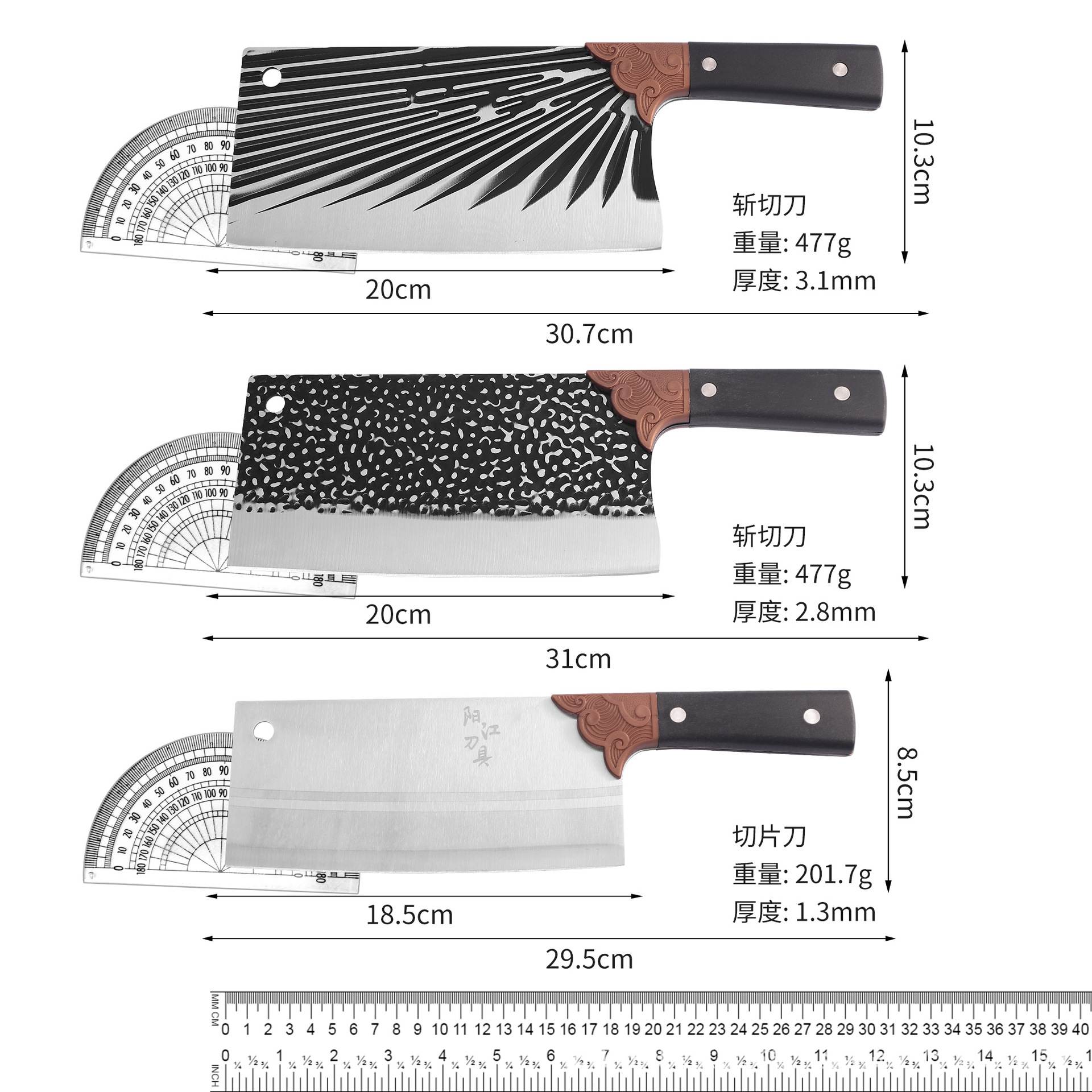 Forged dragon head and dragon scale anti-slip handle sharp kitchen knife, household dual-purpose chopping and cutting stainless steel slicing knife, slaughtering and meat slicing knife Application Scenario