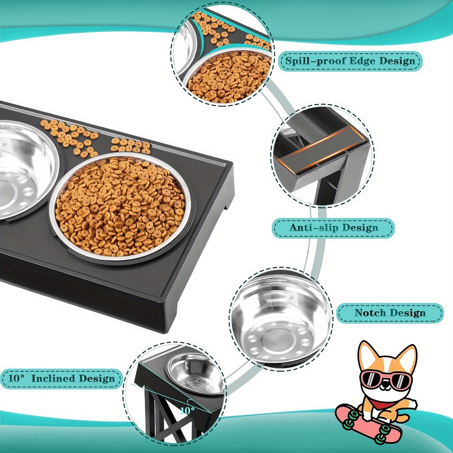 Adjustable Elevated Dog Feeder 3 Heights Adjustable dog feeder Item Picture