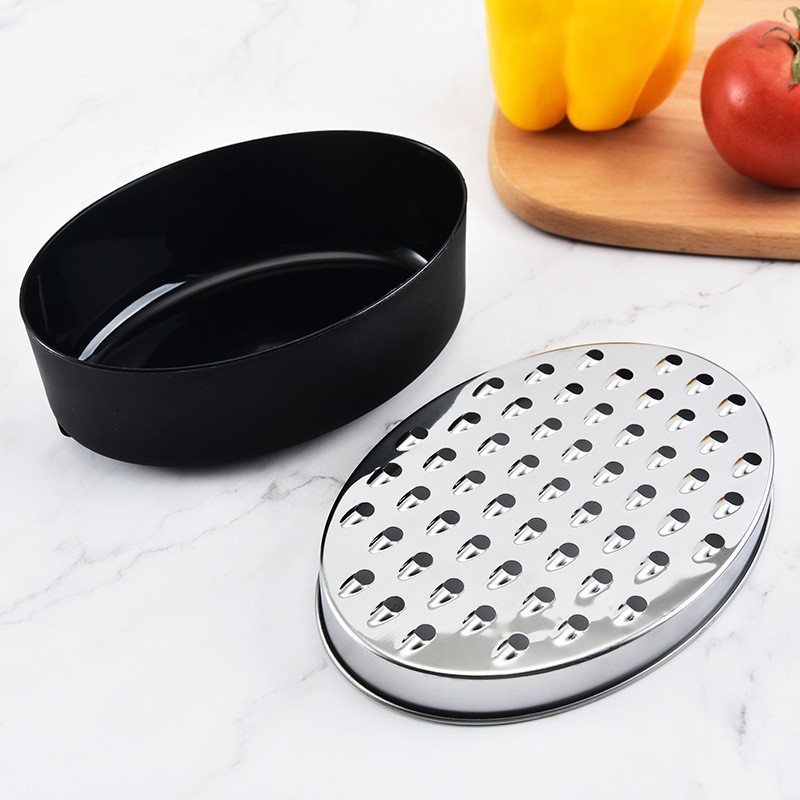 Oval grater, kitchen fruit and vegetable grater box, double-sided grater, cheese grater, cheese grater, multi-purpose grater Specification drawing