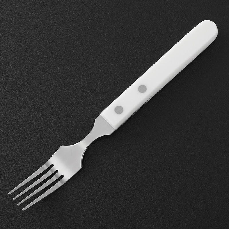 Wholesale of three-piece sets of cross-border stainless steel Western tableware with plastic handles, Western knives, forks, spoons and steak knives Specification drawing