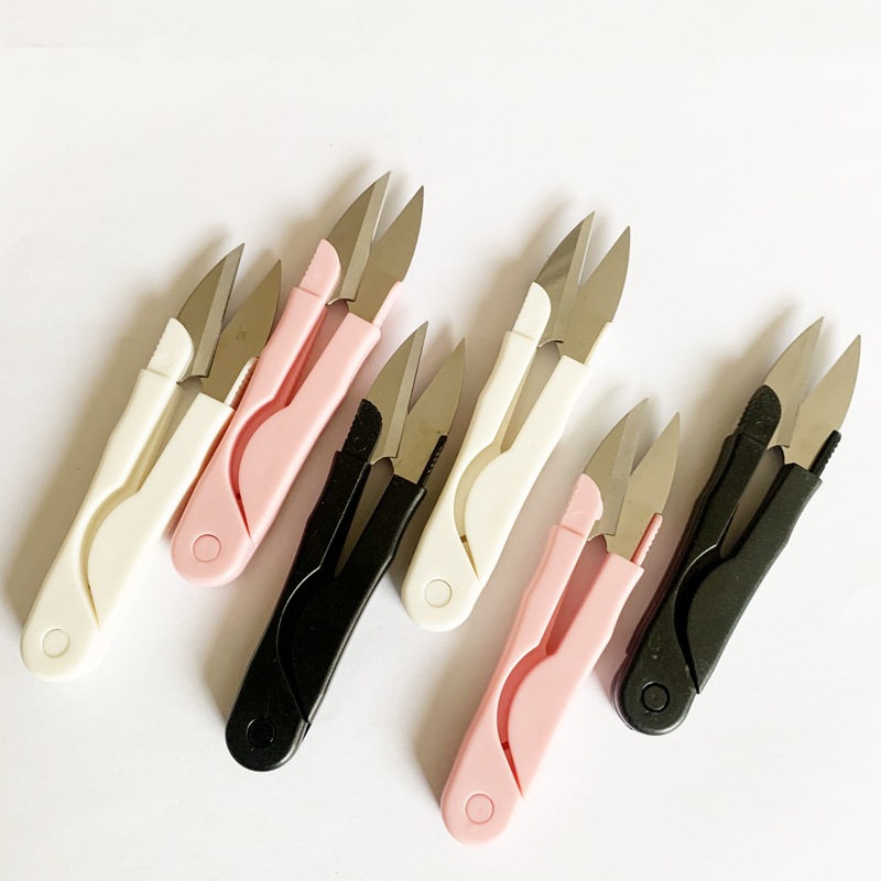 Stainless steel fishing scissors, safe for home and office use, cross-stitch, U-shaped, colored, covered, and small scissors for cutting thread ends wholesale Item Picture