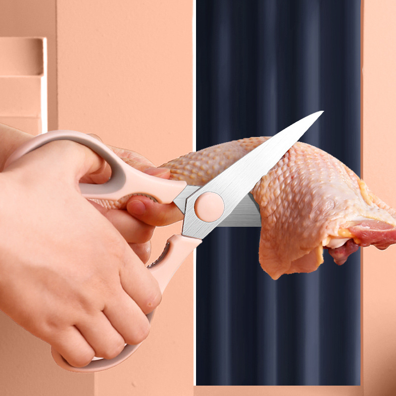Junsu Household stainless steel kitchen scissors, multi-functional chicken bone scissors, food scissors, fruit peelers and knife sets details Picture