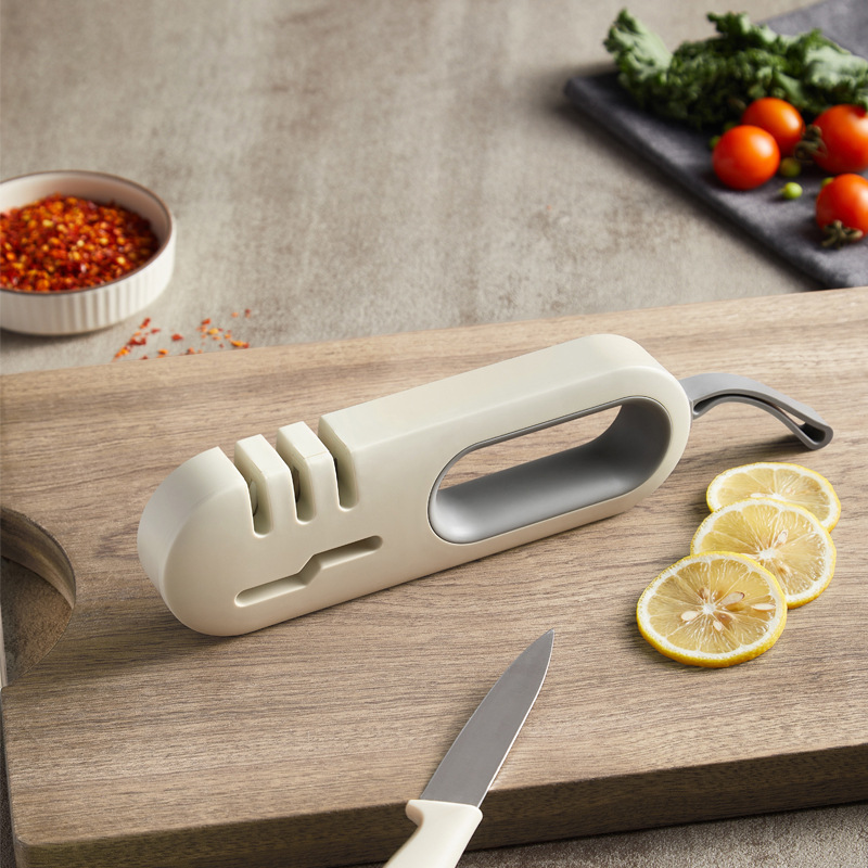 Multi-functional knife sharpener, four-in-one knife and scissors, multi-functional anti-slip kitchen knife sharpener, household kitchen knife sharpener full figure