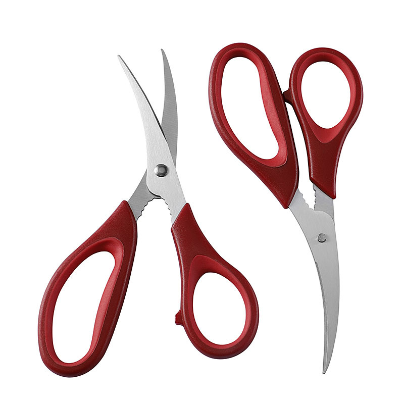Yangjiang shrimp line scissors, elbow shrimp scissors, stainless steel kitchen scissors, multi-functional shrimp line picking scissors, crab and seafood scissors Specification drawing