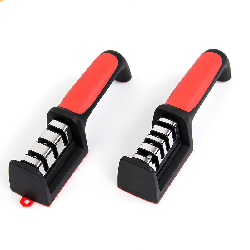 Wholesale household quick handheld knife sharpeners, kitchen knife sharpeners, three-section and four-section ceramic stainless steel sharpeners Item Picture