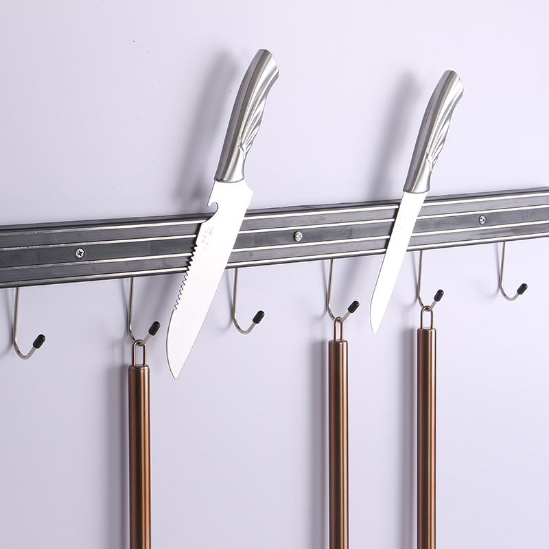 Suction cup type magnetic knife rack, kitchen stainless steel magnetic knife rack, household wall-mounted key storage tool details Picture