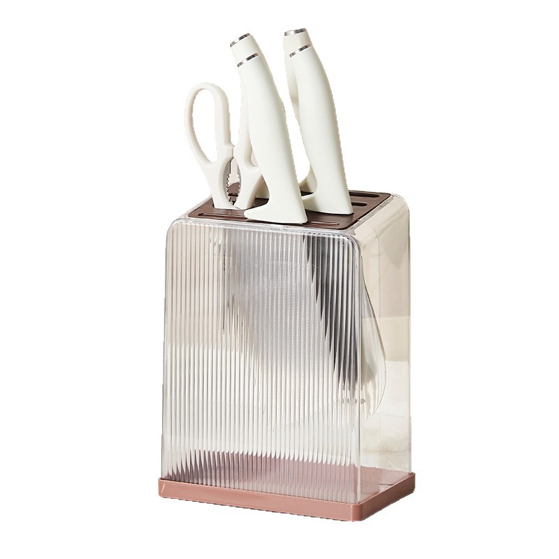 Light luxury multi-functional knife storage rack, household countertop, transparent knife holder, storage and draining rack, kitchen knife rack, storage rack Item Picture