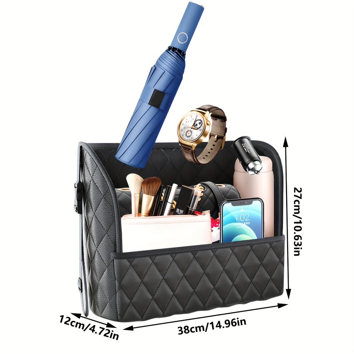 1 pack Car purse Holder Between Seats Faux Leather Auto Cross-border details Picture