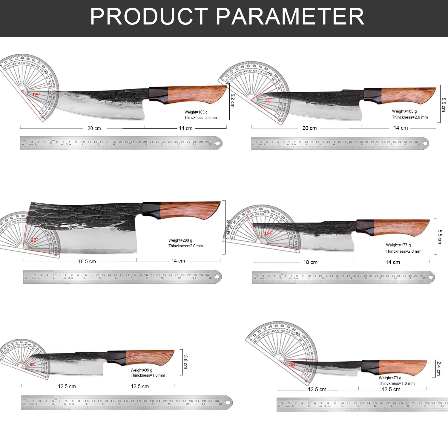 Japanese three-piece steel forged kitchen knives, household kitchen stainless steel knives, sharp chef knives and slicing knife sets details Picture