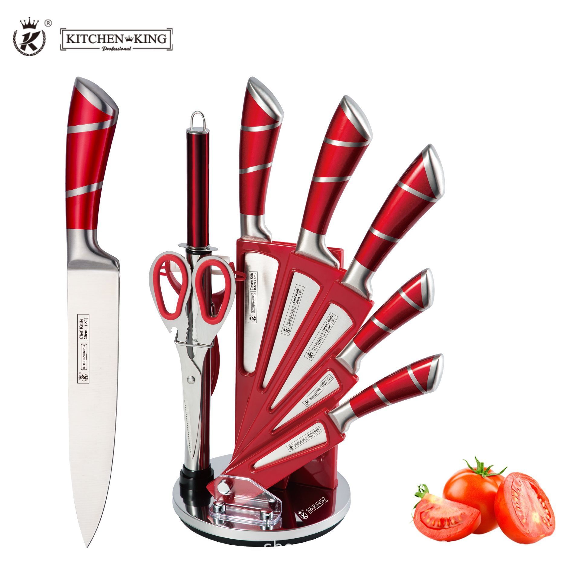 Foreign trade knife set, kitchen stainless steel kitchen knife combination set, hollow handle, acrylic knife seat, gift box full figure
