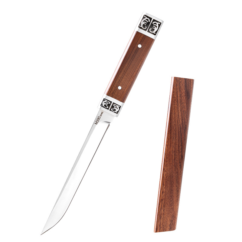 New outdoor multi-functional meat knife with solid wood handle and one-piece keel fruit knife, household fruit knife, hand-handled meat knife Item Picture