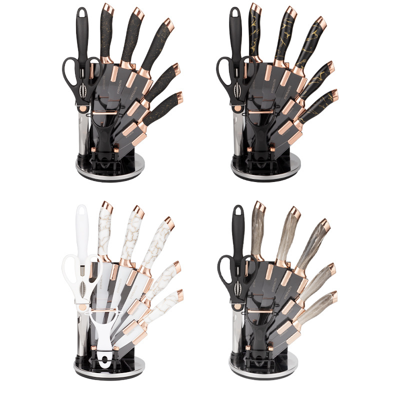 Kitchen knife sets, stainless steel knives, chef's fruit knives, household kitchen knife sets, complete knives with knife racks Item Picture