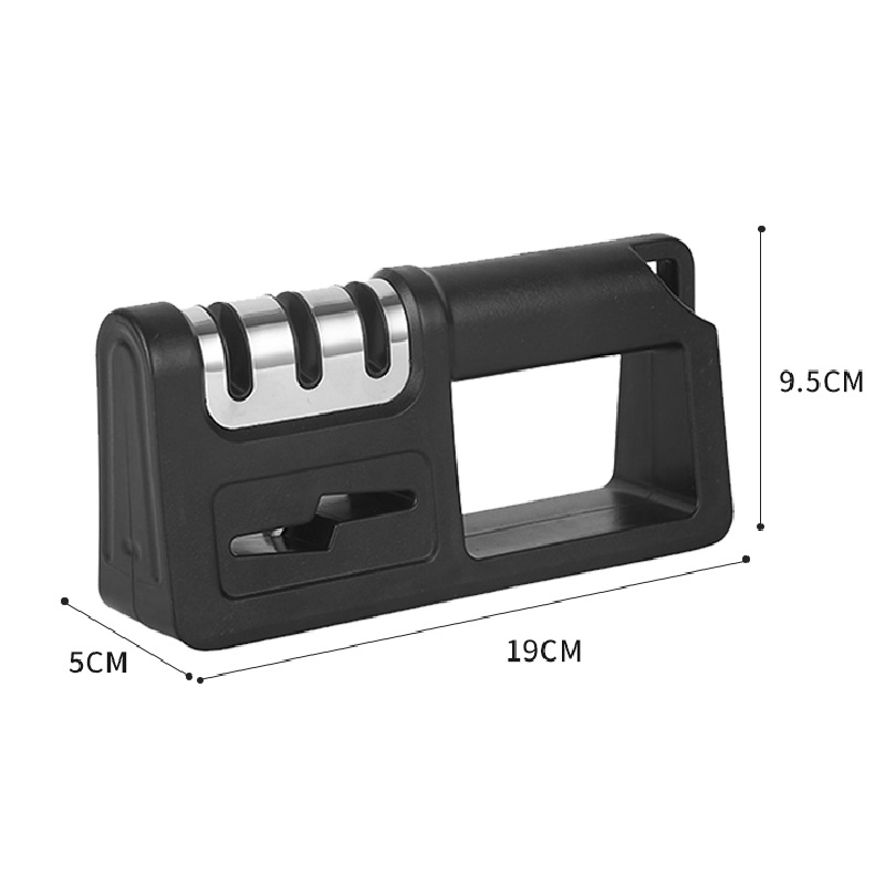 Four-in-one kitchen practical lazy quick knife sharpener with multiple functions, handheld whetstone, three-section ceramic knife sharpener Item Picture