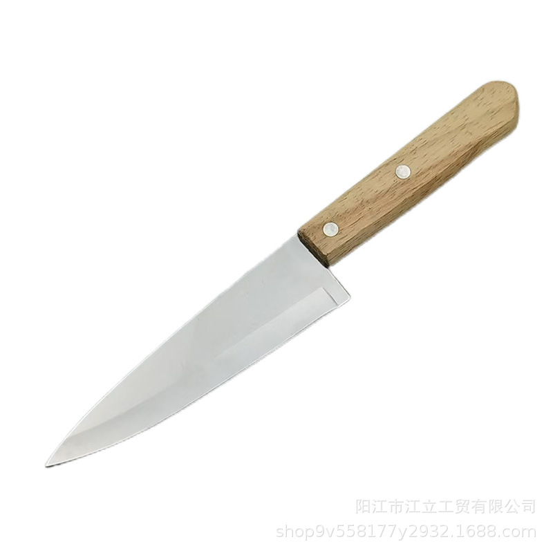 Oak-handled steak knife, serrated knife for cutting meat, sharp Western-style main course knife for cutting barbecue meat Item Picture