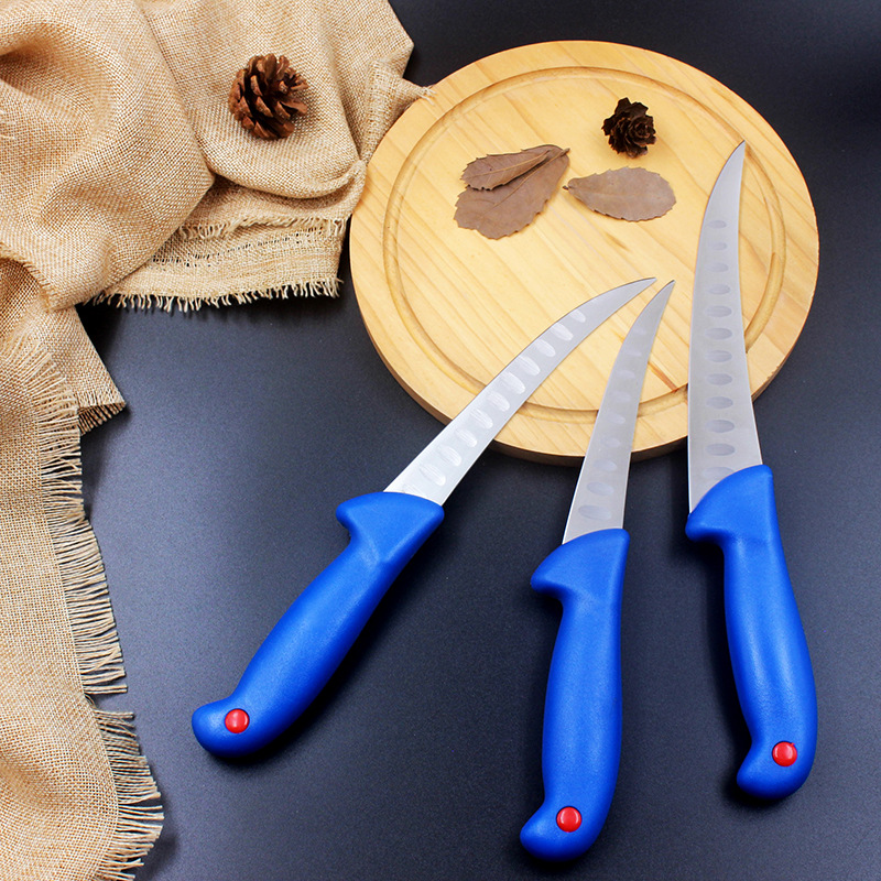 Western-style slaughterhouses, butchers, meat shops, meat processing plants, poultry and fishery, fish cutting, bone removal, chopping, skin peeling, tendon extraction, beef knives details Picture