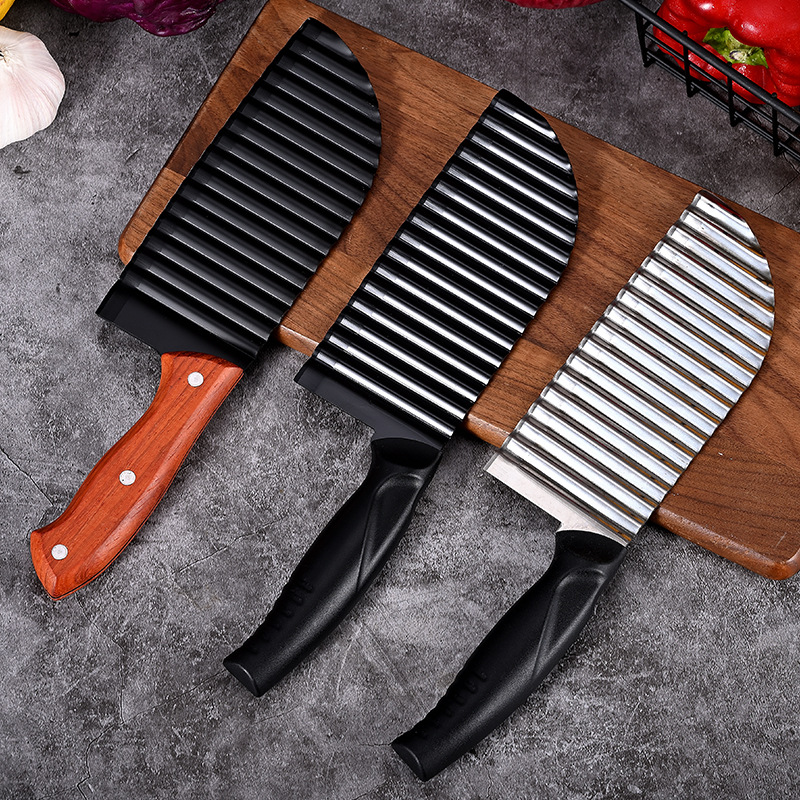 Stainless steel wavy potato knife, wolf-tooth potato knife, potato cutter, French fries cutter, wavy knife, corrugated knife Specification drawing
