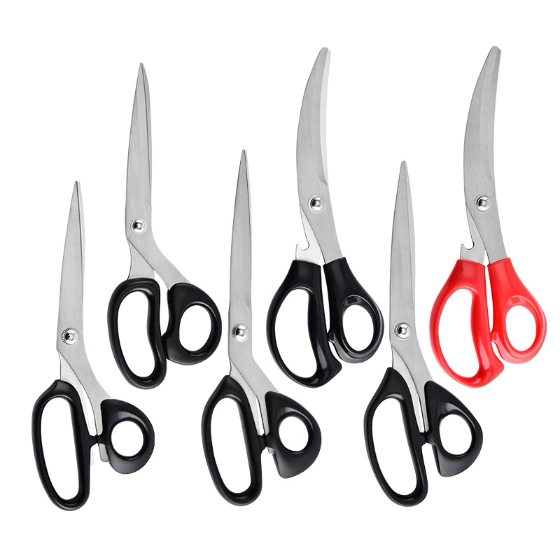 Korean-style stainless steel curved blade barbecue scissors, a comprehensive collection of kitchen scissors, household tools, chicken and steak barbecue scissors Item Picture