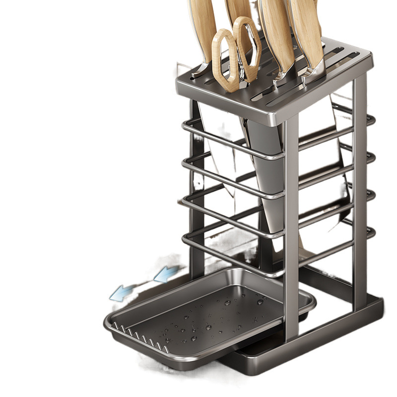304 stainless steel kitchen knife rack, kitchen knife rack, storage rack, household draining countertop for placing kitchen knives, thickened knife holders Item Picture