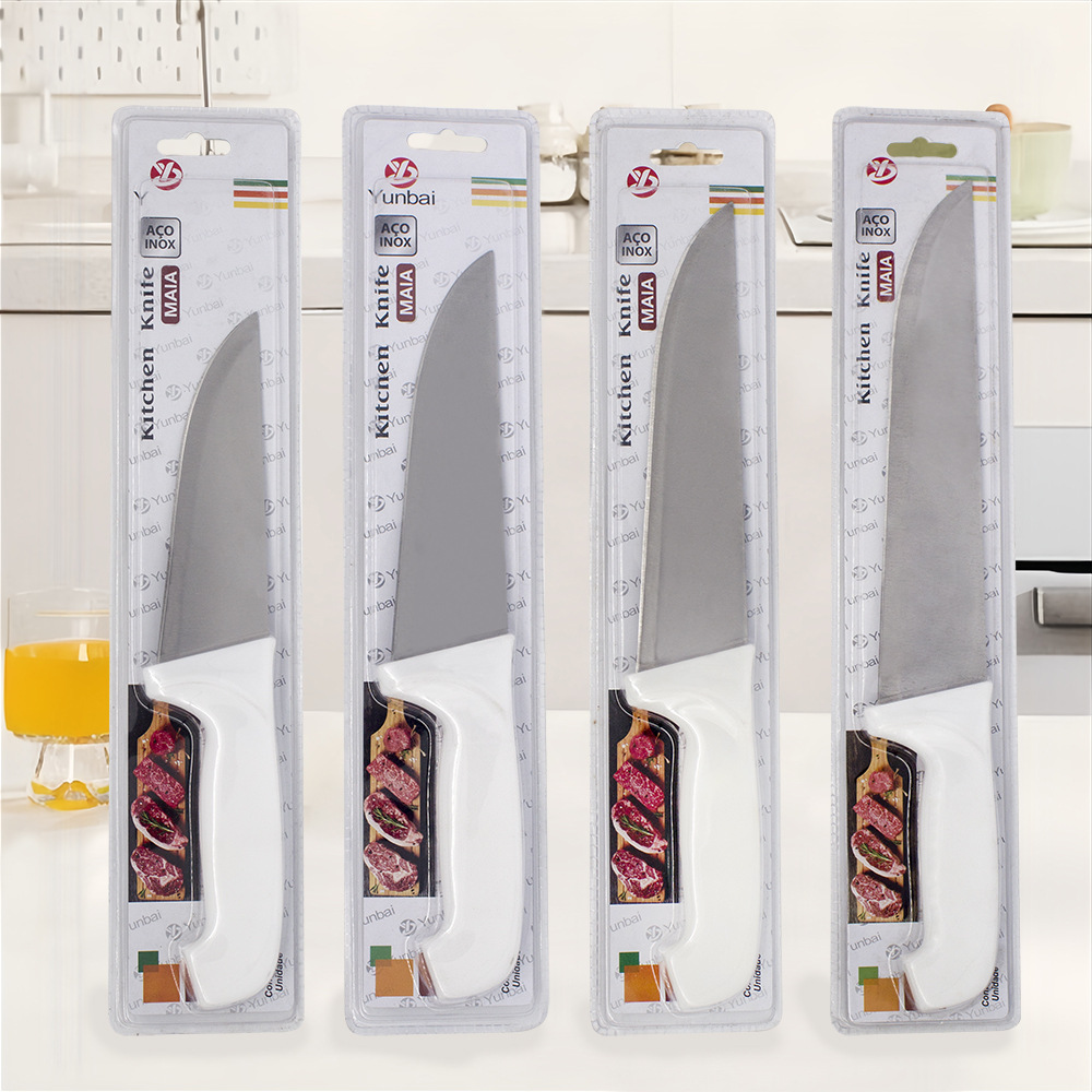 Cross-border chef knife, stainless steel kitchen knife, Western-style multi-functional knife, household PP handle vacuum-formed kitchen knife set full figure