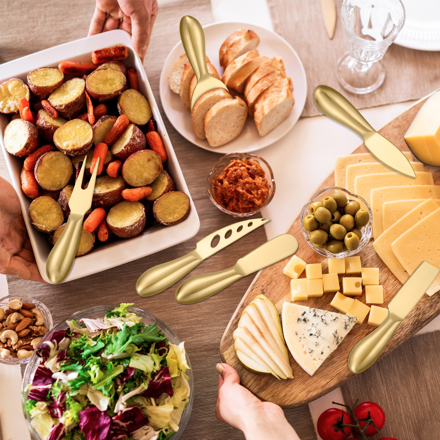Factory direct supply of stainless steel cheese knives and forks, cross-border cheese and butter spreading knives, cheese slicing knives, butter knives Specification drawing