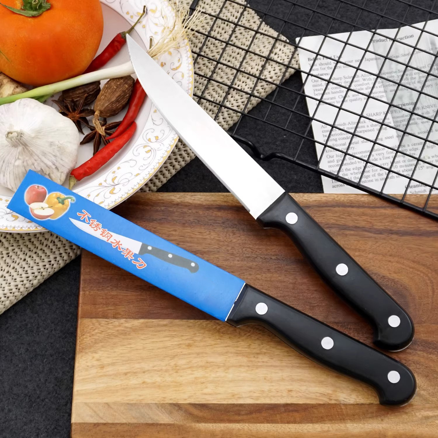Plastic-handled chef's knife, colorful fruit knife, all-purpose knife, stainless steel peeler, portable small knife, kitchen small tools details Picture