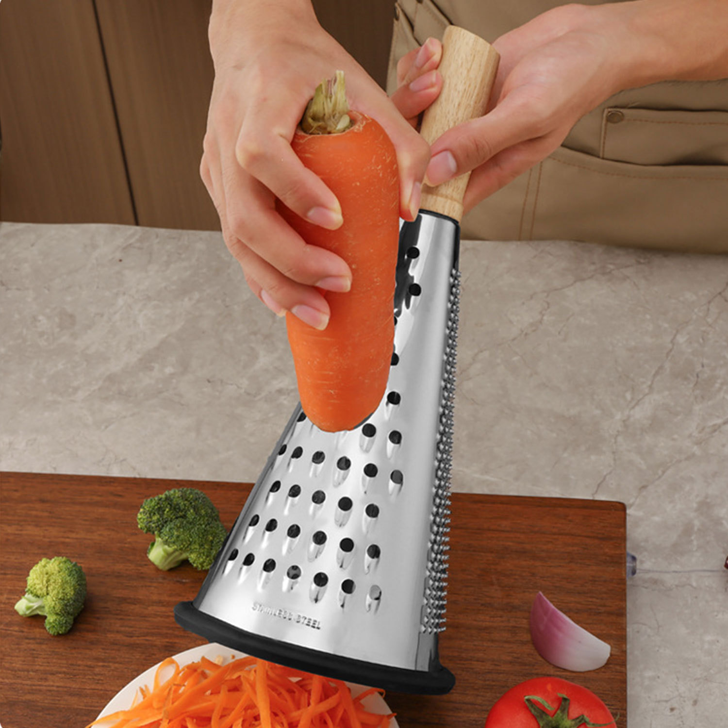 Cross-border rubber wood cone planer, 8-inch, 9-inch, 10-inch cone planer, kitchen planer, melon planer, anti-slip strip slicer, slicing details Picture