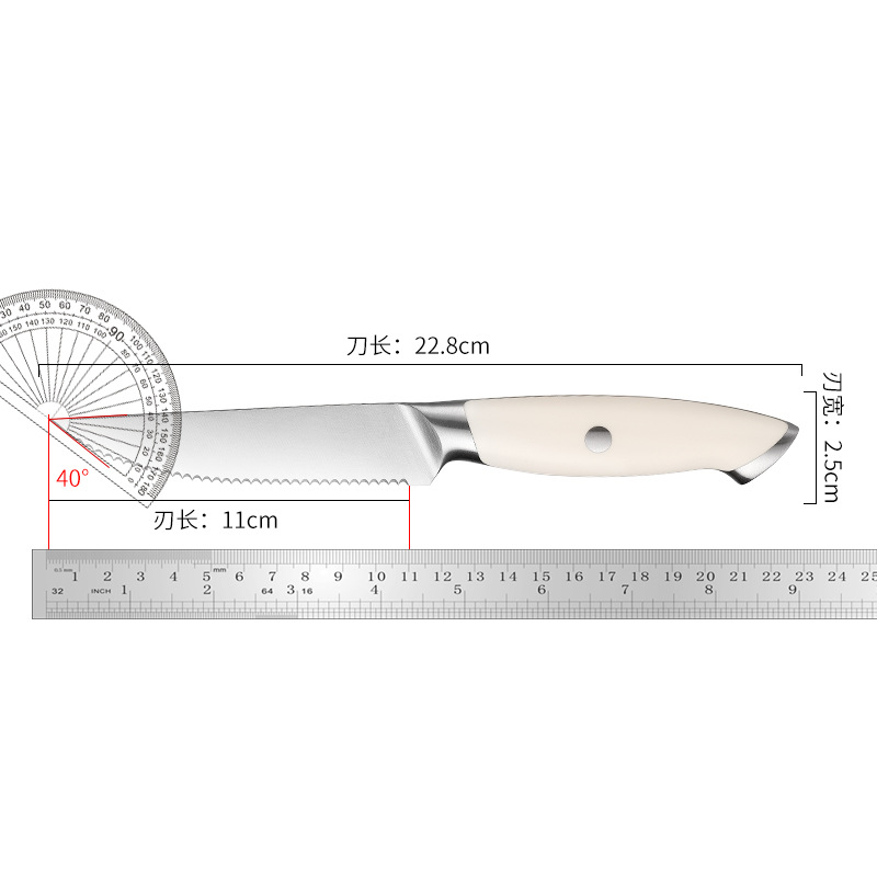 Steak knife, Western-style main course knife, serrated steak knife, cross-border foreign trade white-handled steel-head small knife, Western-style tableware, Western-style dining knife Application Scenario