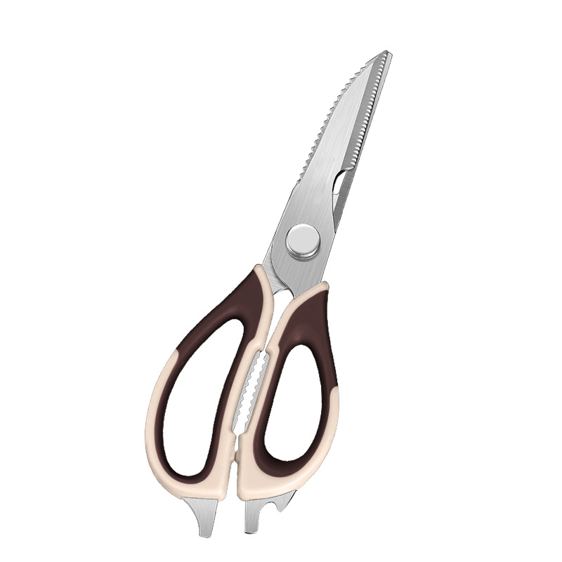 Household kitchen scissors, multi-functional magnetic sleeve vegetable and food barbecue scissors, kitchen stainless steel powerful chicken bone scissors Item Picture