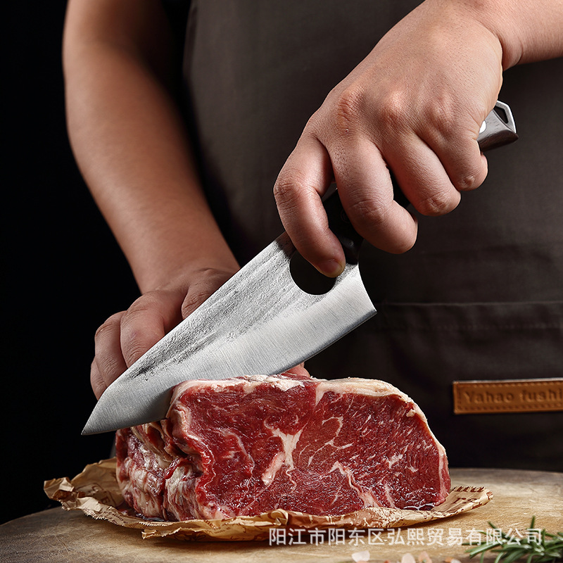 Bone-removing knife, hand-forged meat cutting and splitting knife, meat stall factory butcher knife, fish, cattle and sheep peeling hand-handled slaughter knife Application Scenario