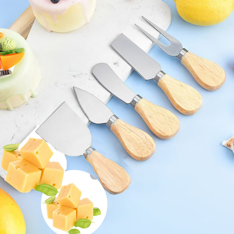 Factory direct sales of stainless steel cheese knives, wooden handle cheese and cheese knife sets, kitchen cheese knives, cheese knives Application Scenario