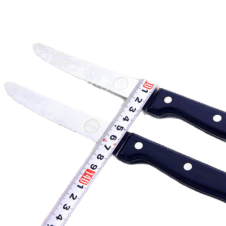 Cross-border kitchen tableware, stainless steel steak and Western tableware, black plastic handle, PP steak knife, electric wood handle steak knife Item Picture