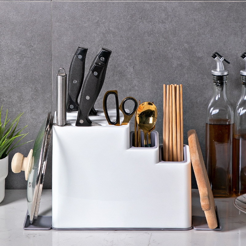 Knife rack, chopstick cage, storage rack, multi-functional countertop, knife seat, kitchen household chopping board rack, knife integrated storage rack full figure