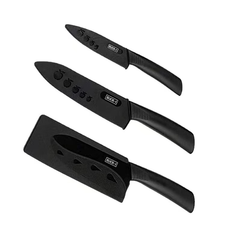 Stainless steel kitchen knife set, black-edge slicing knife set, sharp ladies' knife set, kitchen knives full figure