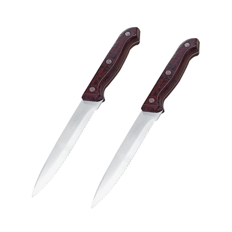 Wholesale of in-stock steak knives with electric wood handles and stainless steel sharp knives for cutting meat, steak, fruits and vegetables Item Picture