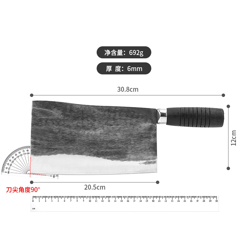 Forged Jiujiang Bay knife, chef's chopping knife, pork stall Chinese bone-cutting and meat-cutting knife, old-fashioned hotel roast and cured meat kitchen knife Application Scenario