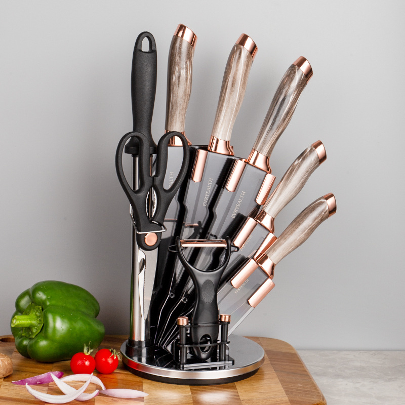Kitchen knife sets, stainless steel knives, chef's fruit knives, household kitchen knife sets, complete knives with knife racks Specification drawing